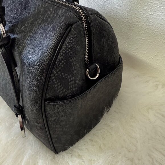 Michael Kors Grayson Signature MK Black Satchel Duffle Saffiano Leather Handbag - Picture 9 of 16